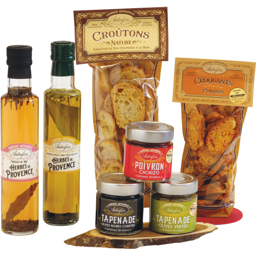 Coffret Huile d'olive, Vinaigre, Croquants & croutons