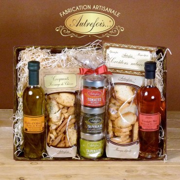 Coffret Huile d'olive Bio, Vinaigre bio, Croquants & croutons