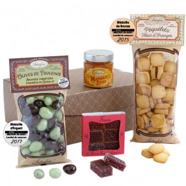 Coffret cadeau Huile d'olive & Vinaigre + Croquants chèvre